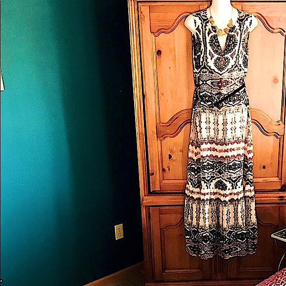 Hale Bob Dresses & Skirts - 💖NWT HALE BOB SILK * BEADED V-NECK * TIERED MAXI DRESS💖